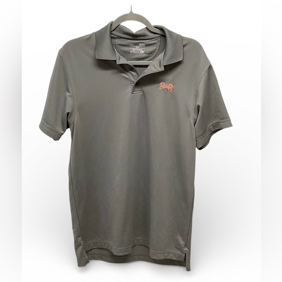 Under Armour Other - Under Armour Men's Heat Gear Polo Shirt in Gray with Orange Logo S